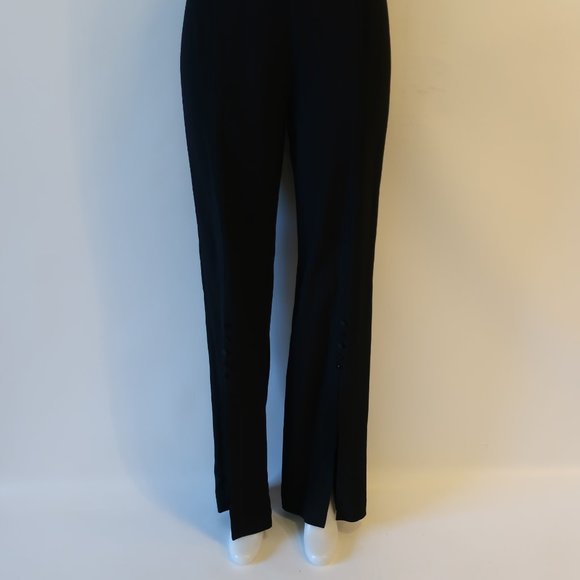 Womens Jonathan Simkhai Black High Waist Flat Front Flared Slit Crepe Pants 8 * - Picture 11 of 15